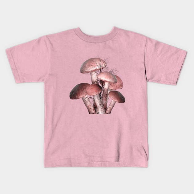 Pink Mushrooms Kids T-Shirt by MashaVed